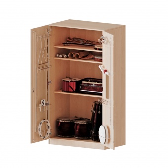 Musikschrank, 5 OH, Türen mit Instrumentenhalterungen, B/H/T 104,5x190x60cm 